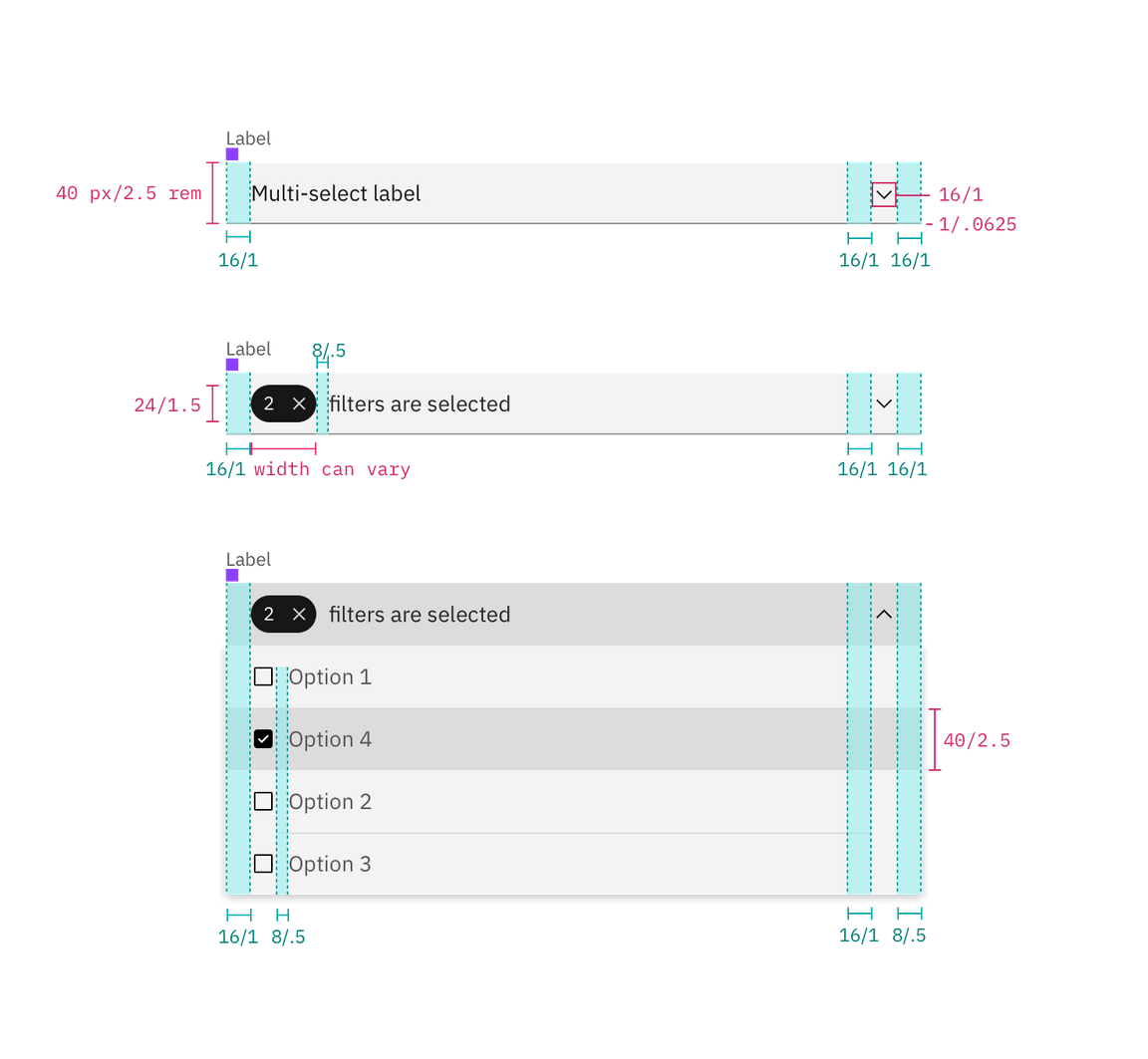 Structure and spacing for a multiselect dropdown